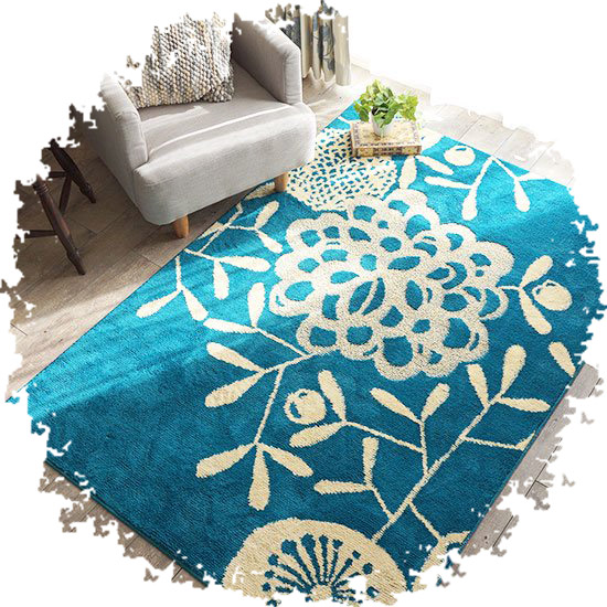 北欧 リーフ・花柄のラグ