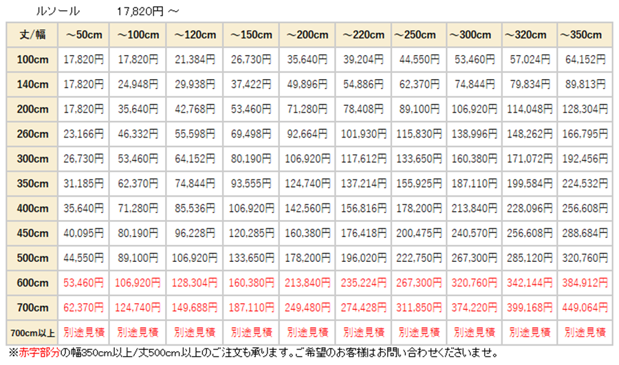 ルソール価格表