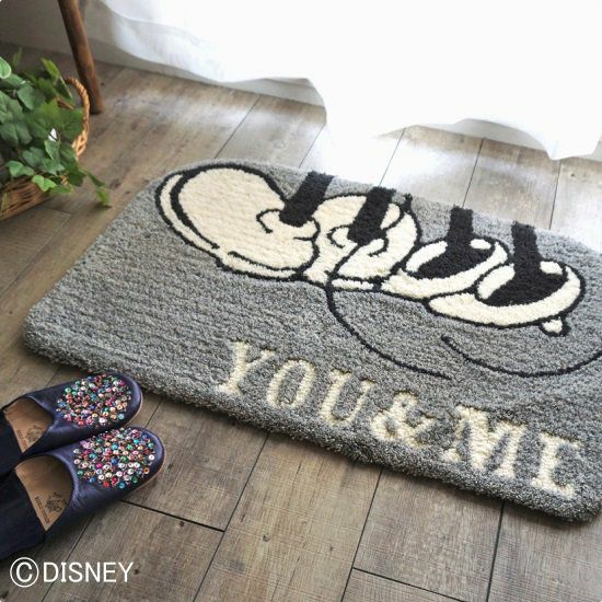 Disney】おしゃれなディズニー玄関マット 50×80cm ＜MICKEY/YOU＆ME