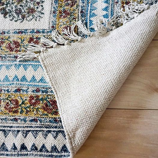 ハンドブロックプリントインドラグ・ナチュラルでおしゃれなデザイン