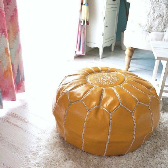 patati patata モロッコから直輸入！山羊革のプフ＜プフフ ブラウン