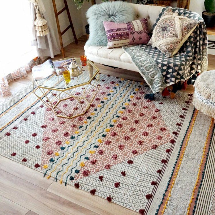 未使用※インド ブロックプリント 中綿入りベビーキルト ブラウングリーン　ラグ 000000005263-02.jpg?size=l&w=