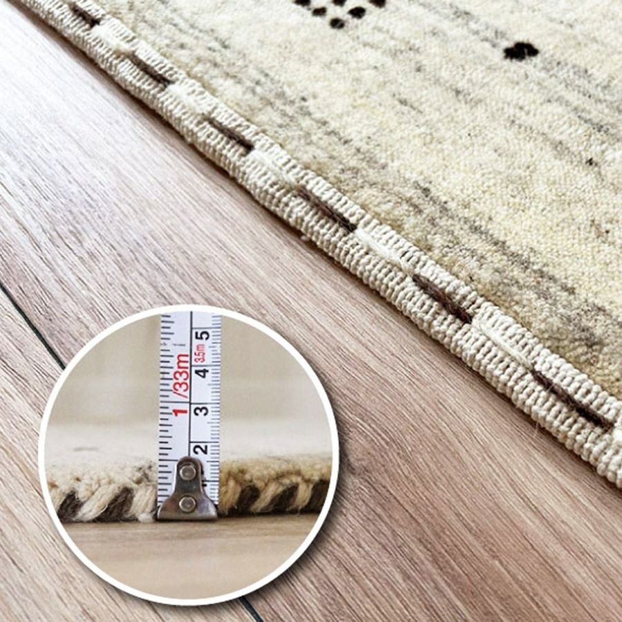 ☆ハンドルーム・インドギャッベ☆　天然ウール100%　297×202cm 大人気！ウール100％のハンドルームインドギャッベラグ【Rug more