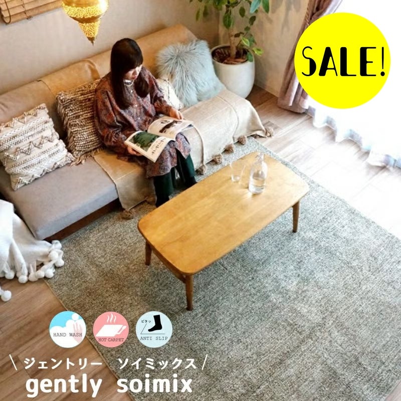洗える・抗菌・防臭・防ダニ機能が付いたデザインラグ＜gently